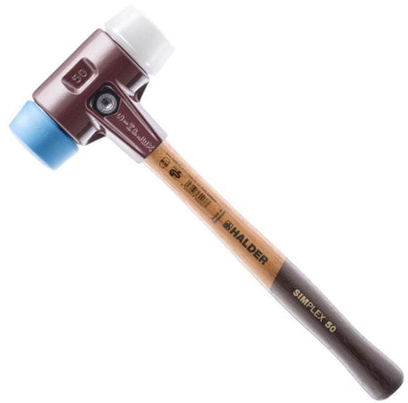 Halder Kunststoffhammer | Länge 300 mm Hauptd. 30mm | weiches mittelhartes Holz | TPE-Soft blau superplastisch weiß | 1 Stück - 3017.030 - 3017.030