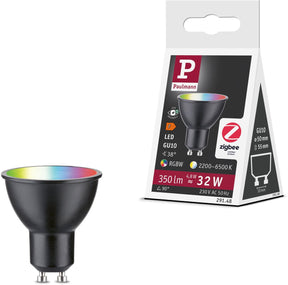 Paulmann Standard 230V Smart Home ZigBee 3.0 LED Reflektor GU10 350LM 4,8W RGBW+ Dimmbar Schwarz Matt