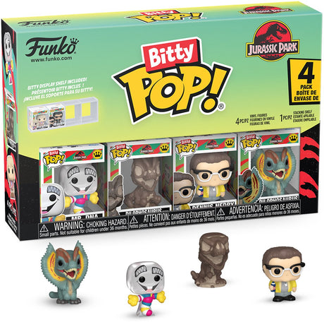 Jurassic Park Mr. DNA – Dilophosaurus Fossil – Dennis Nedry – Dilophosaurus (Bitty Pop!) 4er-Pack – Vinylfigur Unisex Funko Bitty Pop! - neutral - Standard