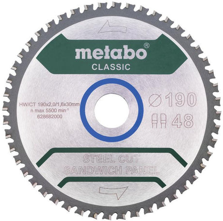 Metabo steel cut sandwich panel - cirkelzaagblad - 190mm - 48 tanden - carbide material