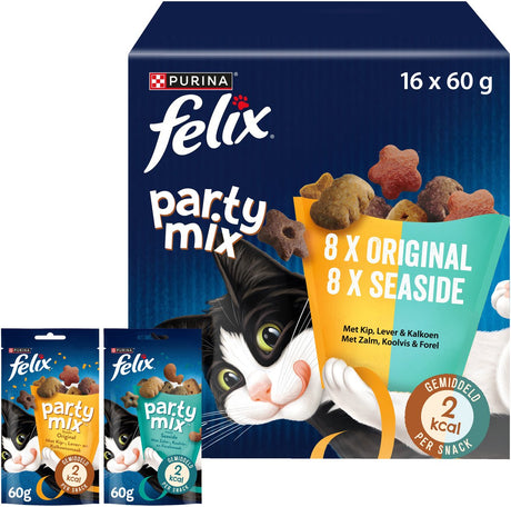 Felix Partymix - Katzensnacks - Leckerlis für Katzen - Original Seaside - 16 x 60 g