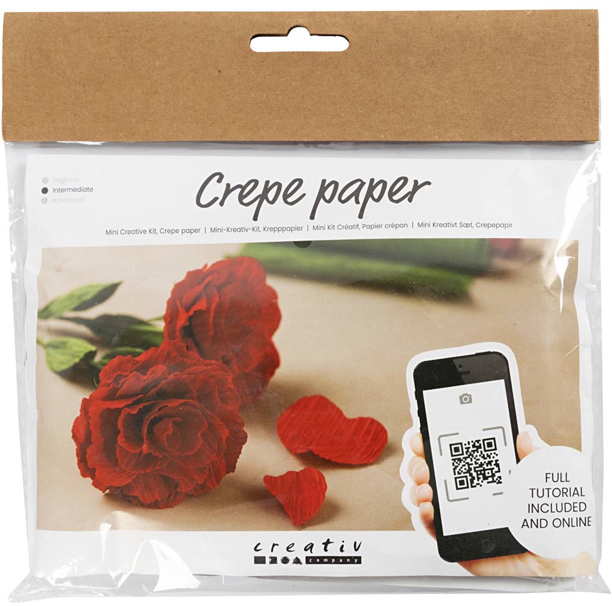 Creativ Company Mini-Hobby-Set Krepppapier, Rosen, Kreppverhältnis: 180 %, 105 g, 1 Box