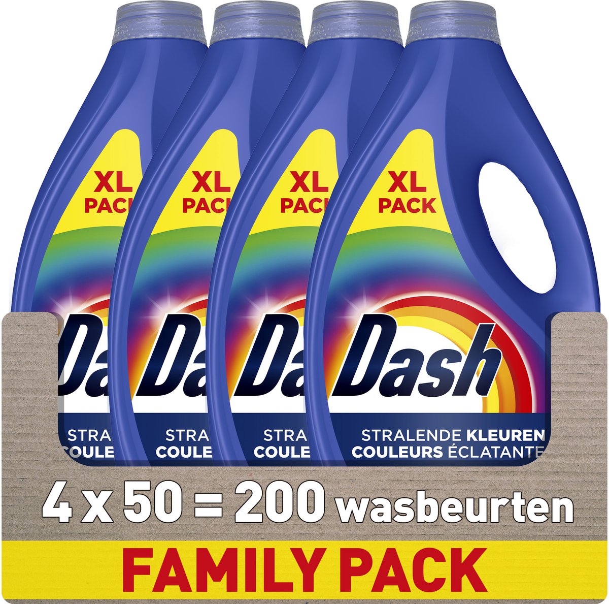 Dash-Waschkraft-Flüssigwaschmittel – brillante Farben – 4 x 50 Wäschen