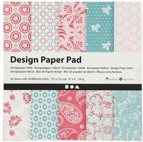 Creativ Company CC Design-Papierblock 15,2 x 15,2 cm 50 Blatt