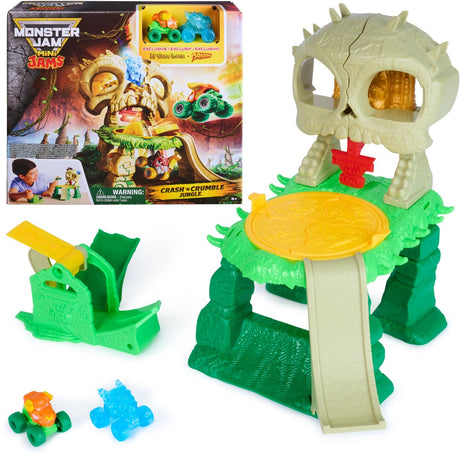 Monster Jam Spin Master Monster Truck Spielzeug-Crash-n-Crumble-Spielset mit Mini-Trucks.