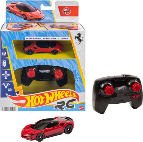 Hot Wheels Ferrari SF90 Stradale Assetto Fiorano, Fahrzeug (Maßstab 1:64) mit Fernbedienung