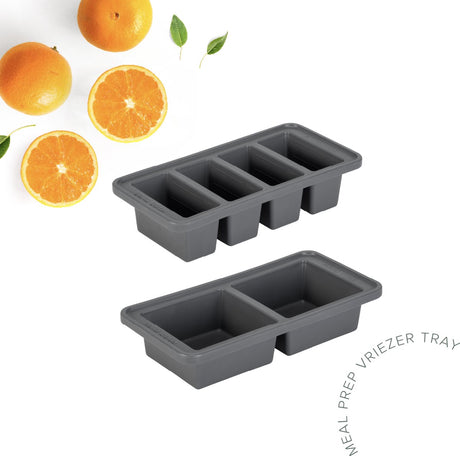 The original foodcube – babyvoedingbewaarbakje – meal prep bakje – diepvriesbakje – vershoudbakje – 100% siliconen vriezer tray met deksel – bpa vrij – geschikt voor vriezer, magnetron, oven vaatwasser – set van 2 - 4 x 250ml en 2 x 500ml - grijs