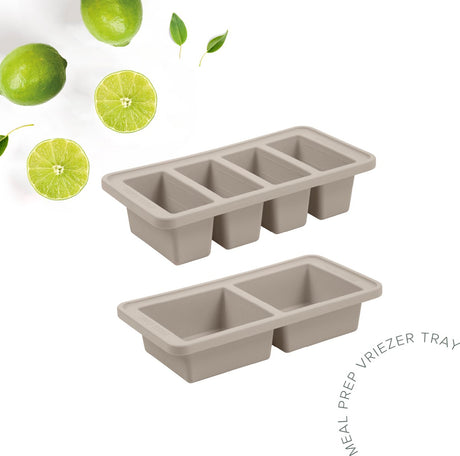 The original foodcube – babyvoedingbewaarbakje – meal prep bakje – diepvriesbakje – vershoudbakje – 100% siliconen vriezer tray met deksel – bpa vrij – geschikt voor vriezer, magnetron, oven vaatwasser – set van 2 - 4 x 250ml en 2 x 500ml - sand