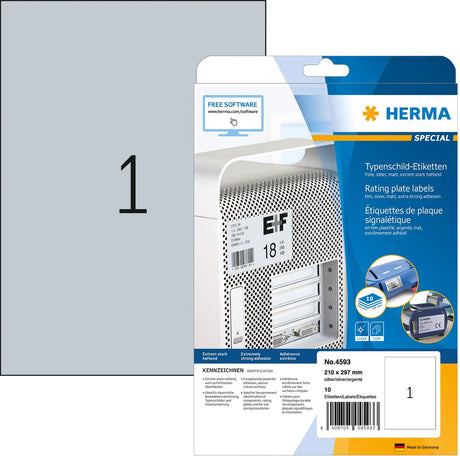 Typenschildschilder herma 4593 silber