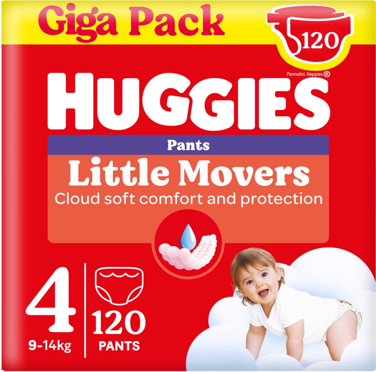 Huggies® Little Mover Babywindelhosen, Größe 4 (9 bis 14 kg), 120 Windelhosen mit Disney©-Motiven, Gigapack