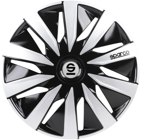 Sparco Hubcaps Lazio 15 Zoll schwarzer Silberset von 4