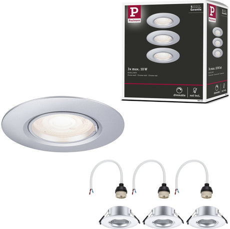 Paulmann Einbauleuchte 3er Set Stern rund 90 mm GU10 max. 3x10W 230V dimmbar Chrom matt