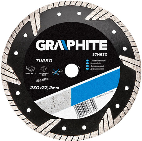 Grupa topex graphite serie - diamantzaagblad - 230mm - turbo segment - voor zware bouwtoepassingen