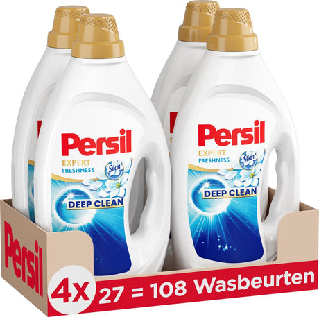 Persil Flüssigwaschmittel – Gel Expert Farbfrische von Silan – Buntwäsche – Vorteilspack – 4 x 27 = 108 Waschgänge