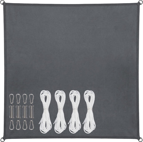 Abbey camp schaduwdoek - pes - 3 x 3 m - grijs - zonnedoek - rvs ringen - sunshade