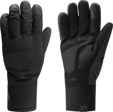 Bbb cycling puffershield fietshandschoenen winter - 0 - 5 ℃ - wind waterproof - wielrenhandschoenen heren en dames - zwart - maat xxl - bwg-41 xxl