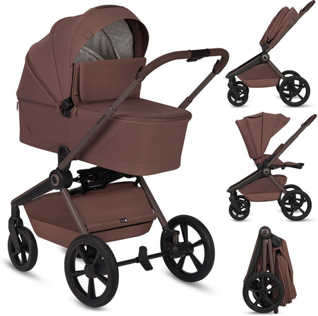 Lionelo Freya 2in1 Kinderwagen – Kinderwagen mit Babywanne – von der Geburt bis 22 kg – Premium-Buggy – PU-Räder mit Federung – nach vorne gerichteter Sitz – UPF50+-Verdeck – komplettes Zubehörsystem