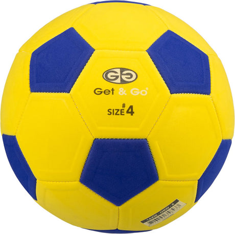 Get go Curve Ball – Kickerball – gelb blauer Fußball – Curve Ball – Größe 4 – Durchmesser ca. 21 cm