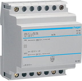 Hager - transfo 220v 12-24v 16va 4 modules - st313
