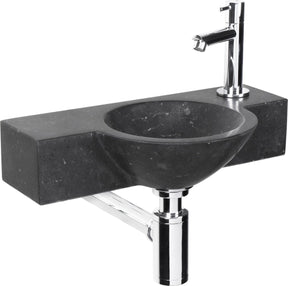 Differnz Teti Brunnenset - 40x23x8cm - rund - 1 Hahnloch - schwarz