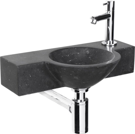 Differnz Teti Brunnenset - 40x23x8cm - rund - 1 Hahnloch - schwarz