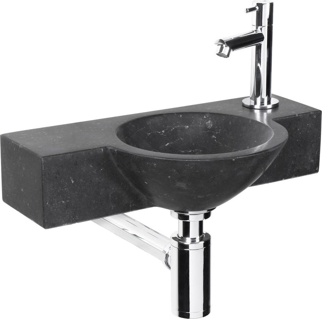 Differnz Teti Brunnenset - 40x23x8cm - rund - 1 Hahnloch - schwarz
