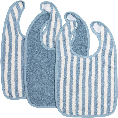 Meyco Baby Fat Stripe Lätzchen – 3er-Pack – Jacquard-Frottee – Jeansblau
