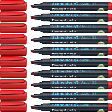 Schneider Schreibgeräte Schneider Permanent Marker – Maxx 133 – Keilspitze – Rot – 10 Stück – S-113302-10