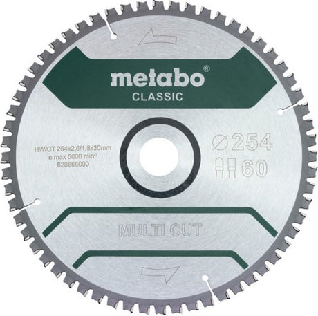 Metabo Zubehör Kreissägeblatt | Multi-Cut-Klassiker | 254x30mm | z60 fz tz 5°neg - 628285000