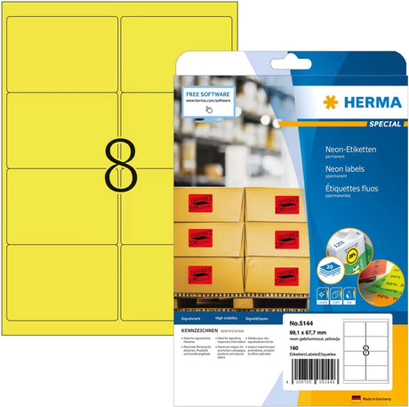 Herma-Druckeretiketten ohne Markenzeichen, leuchtendes Gelb, 99,1 x 67,7, Superprint, 200 Stück.