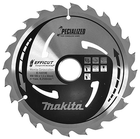 Makita Kreissägeblatt für WPC | effizient | ø 185mm Achsloch 30mm 24t - e-12164