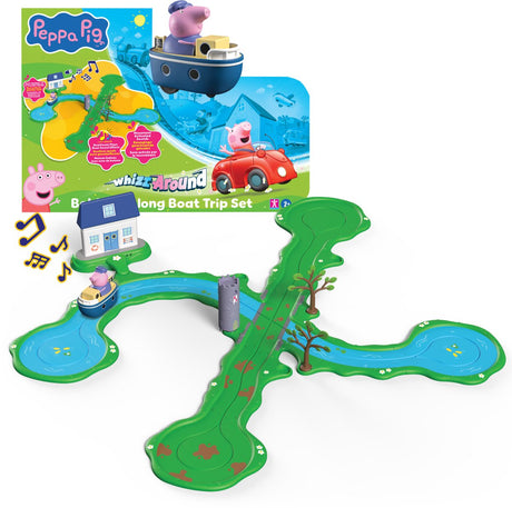 Gear2play Peppa Pig Whiz Around – schwimmendes Bootsfahrt-Spielset – modulare Strecke zum Herumflitzen von Fahrzeugen