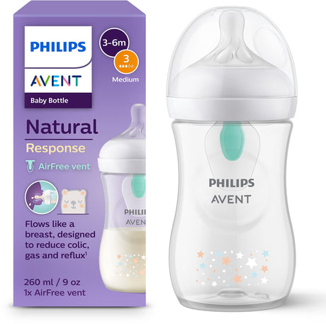 Philips Avent Natural Response Babyflasche 260 ml – Flow 3 – Sterne – 1 Flasche – SCY673 82