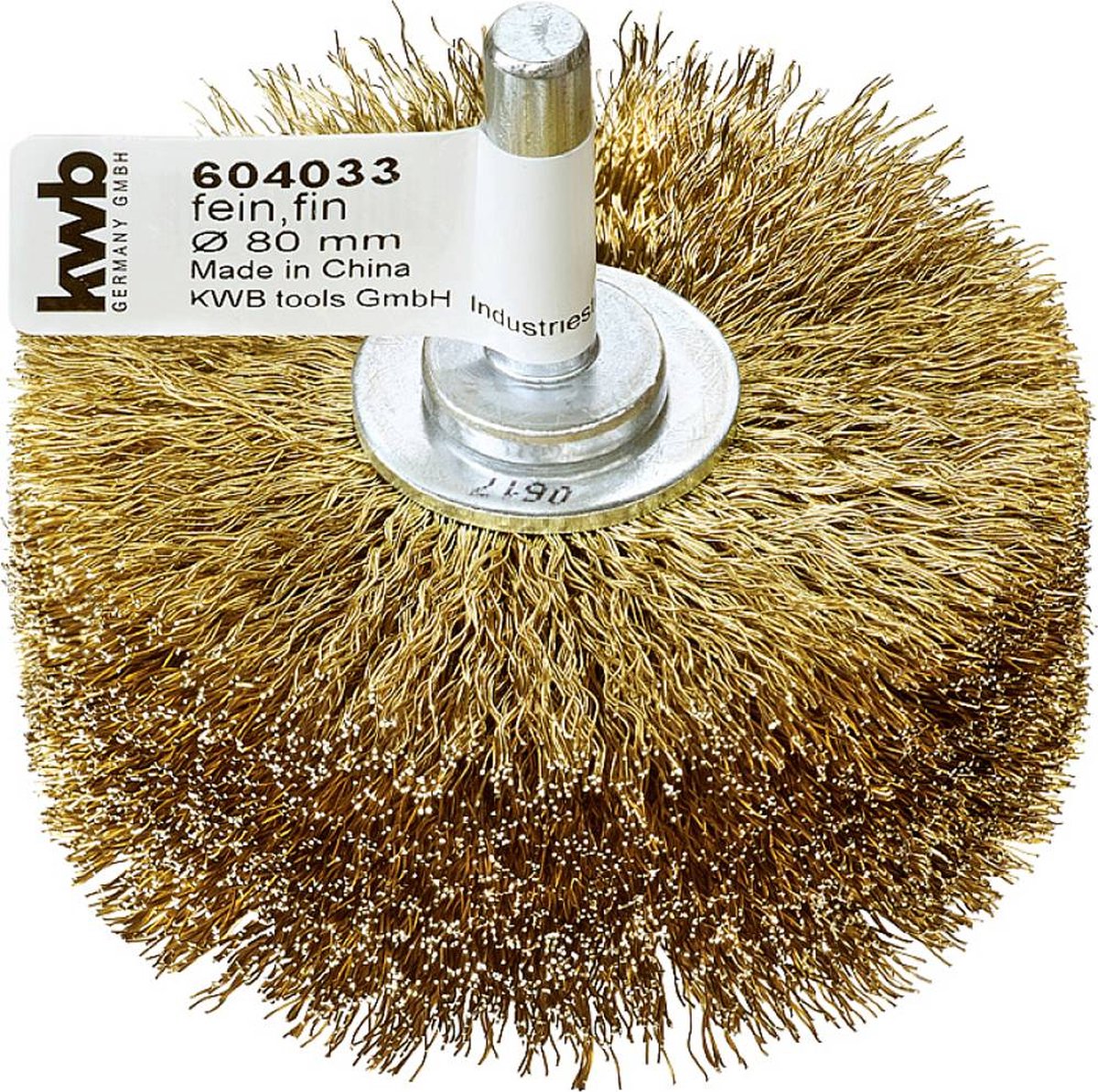 Kwb houtstructuurborstel op stift - messing - ø 80 mm - fijn - 604033