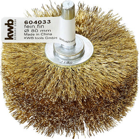 Kwb houtstructuurborstel op stift - messing - ø 80 mm - fijn - 604033