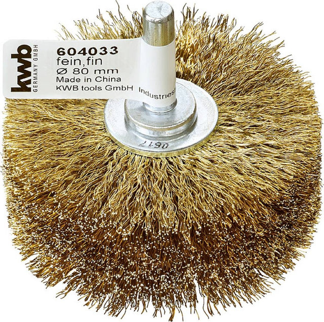 Kwb houtstructuurborstel op stift - messing - ø 80 mm - fijn - 604033