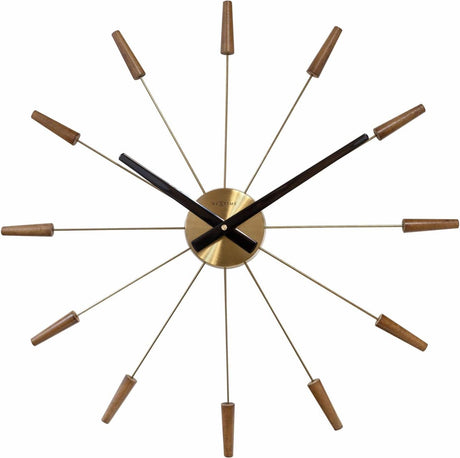 Nextime plug inn – stille wandklok – 58 cm – metaal – walnoot – design