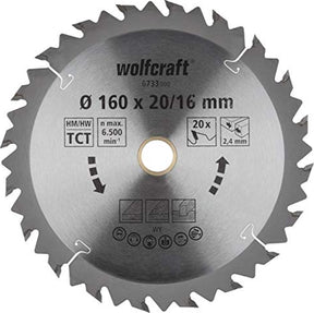 Wolfcraft - Kreissägeblatt 160x16mm 160x20mm - 20 Zähne hm - schnelle, grobe Schnitte - 6733000