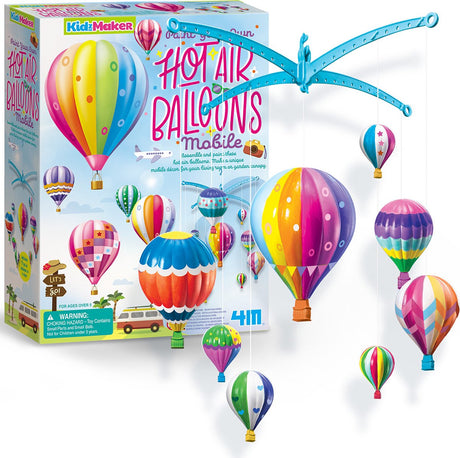 4 m Basteln – Bemalen Sie Ihr eigenes Heißluftballon-Mobile – kreatives Spielzeug – Aufkleber und Farbe – Hobby-Paket – Kindermacher – 5 Jahre