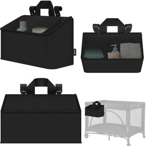 Lionelo sidepocket medium – bedside pocket wiegorganizer 43×15×23 cm – 3 ritsvakken handvat – voor reisbed, co-sleeper box – verstevigd, multifunctioneel afneembaar