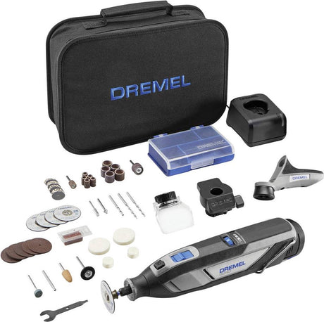 Dremel 8240-3 45 Multifunktionswerkzeug – inklusive 12 V Li-Ionen-Akku (2,0 Ah) – Ladegerät – 45 Zubehörteile – 3 Aufsätze – Softtasche