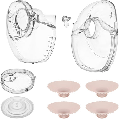 Lionelo Fidi Free Slim Ersatzteilset – Original passend für die Milchpumpe Fidi Free Slim und Fidi Free Slim Duo – 4 Silikon-Brusthauben (17–24 mm) – Membran, Ventil, Luftkammer-Milchreservoir