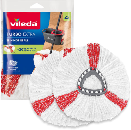 Vileda Turbo-Ersatz – 2er-Set – passend für alle Zentrifugensysteme ab – +20 % zusätzliche Reinigungskraft – für alle Böden