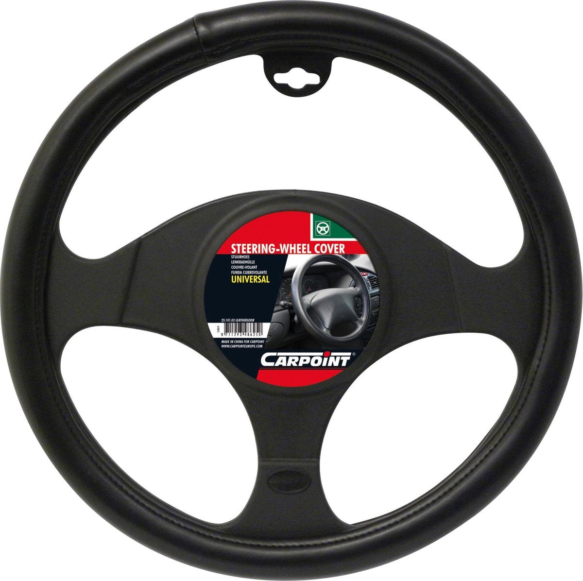 Carpoint Lenkradbezug Autolederoptik - schwarzes Leder - für Lenkräder mit einem Durchmesser von 37-39 cm