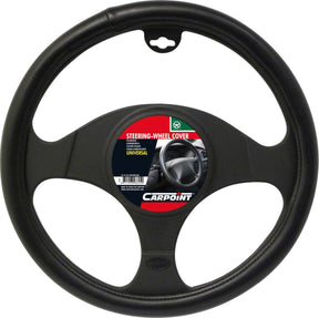 Carpoint Lenkradbezug Autolederoptik - schwarzes Leder - für Lenkräder mit einem Durchmesser von 37-39 cm