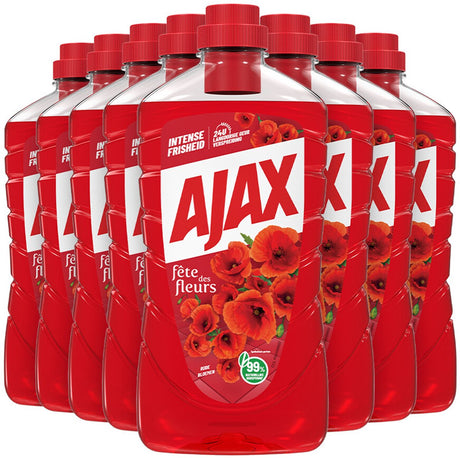 Ajax Allzweckreiniger Fête des Fleurs Rode Bloem – 8 x 1 l – Allzweckreiniger für mehrere Oberflächen – Vorteilspack