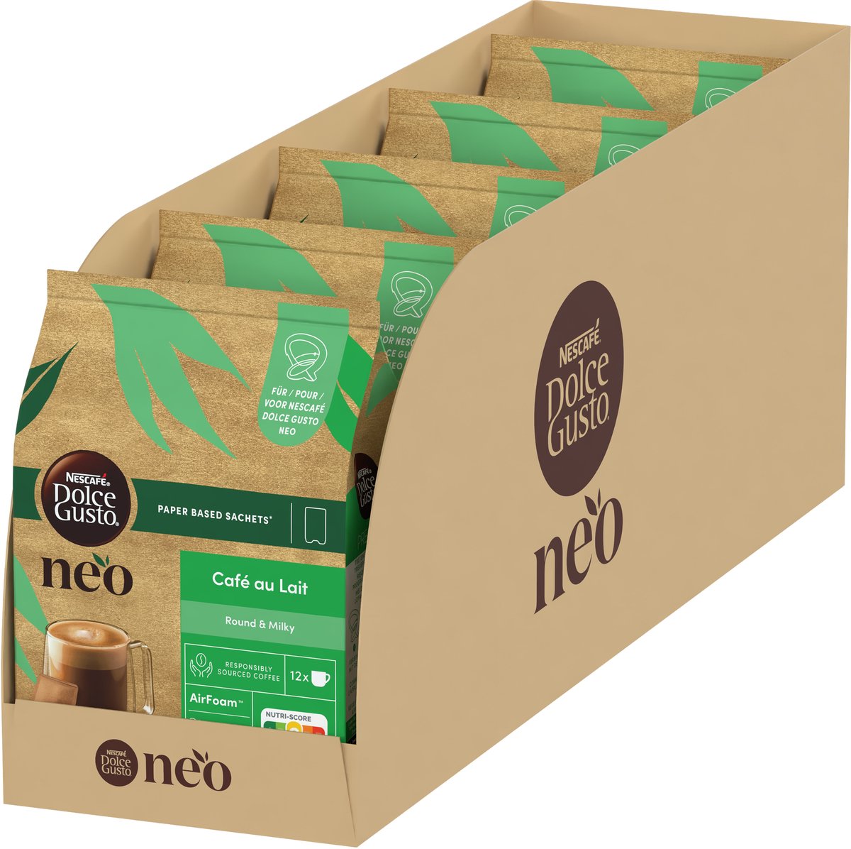 Nescafé Dolce Gusto Neo Beutel Café au Lait – 5x12 Beutel für 12 Tassen Kaffee