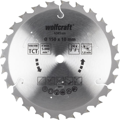 Wolfcraft - Kreissägeblatt 150x10mm - 24 Zähne - für Akku-Handkreissäge - Serie Flieder - 6345000