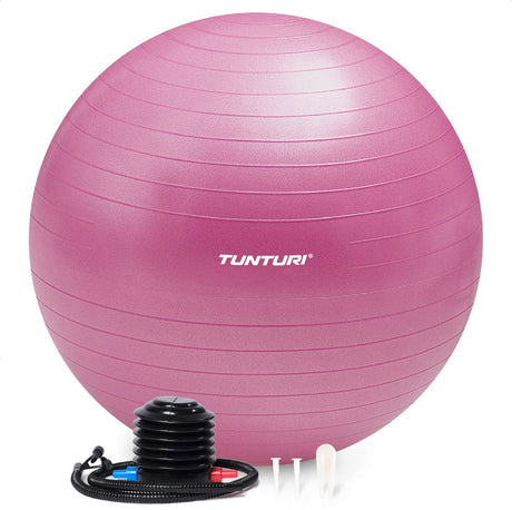 Tunturi anti burst fitness bal met pomp - yoga bal 55 cm - pilates bal - zwangerschapsbal – 220 kg gebruikersgewicht - incl trainingsapp – paars