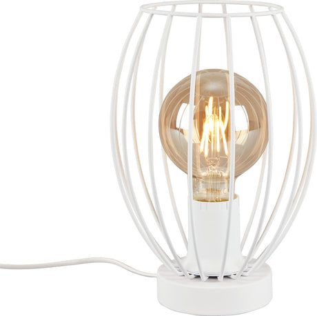 B.k.licht briloner - kago - Tischleuchte - Schnurschalter - Drahtschirm - 1xe27 - 25w - weiß - Metall